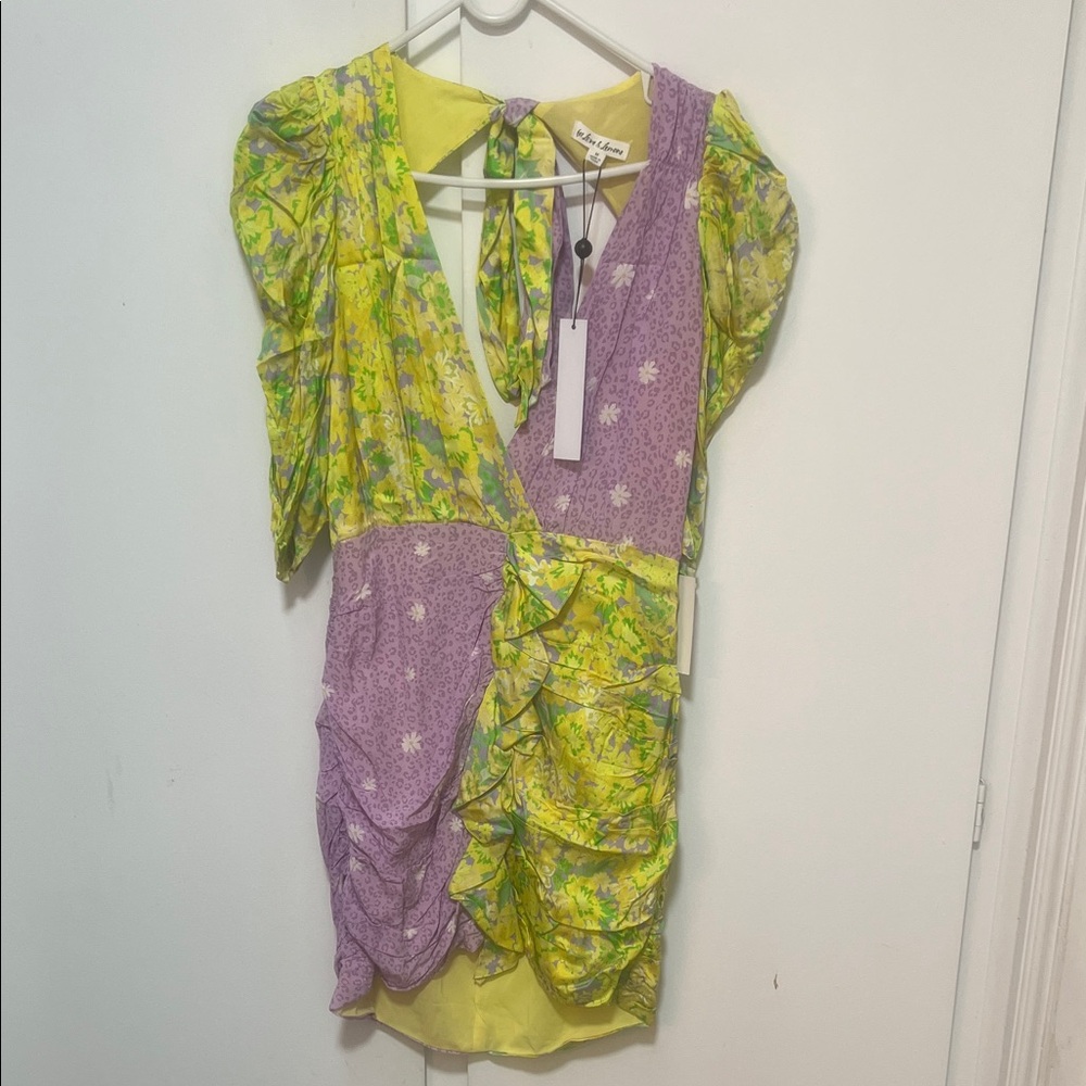 For Love And Lemons Yellow and Purple Floral Dress